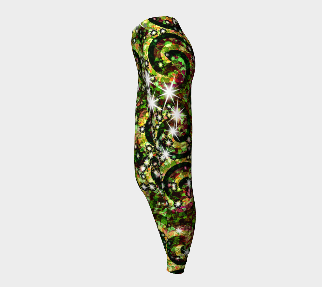 Green Red Sparkle Swirls Leggings