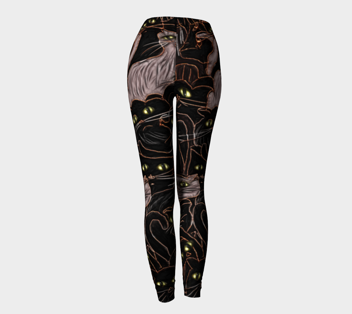 Black Cats Yellow Eyes Leggings