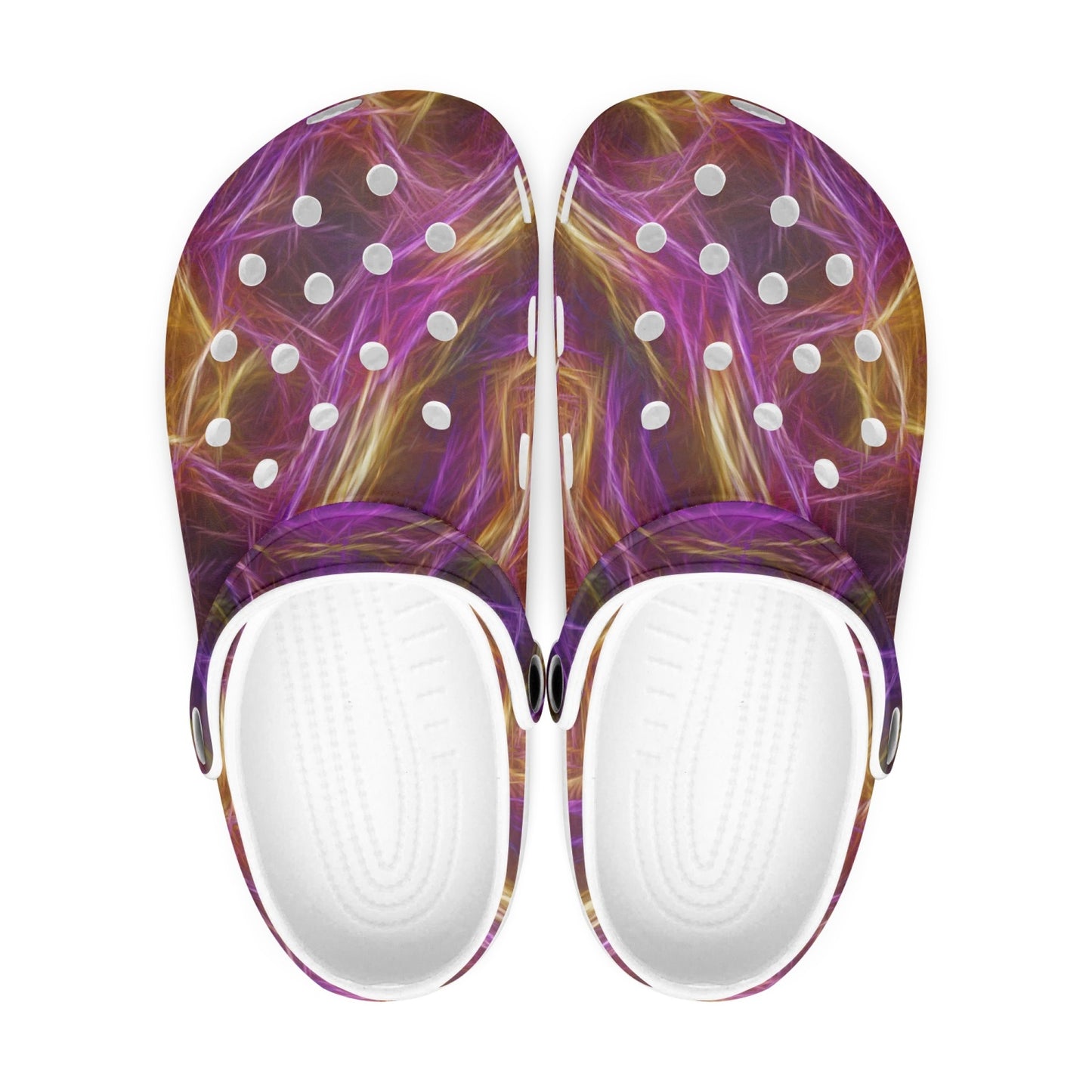 Orange and Purple Kaleidoscope 413. All Over Printed Clogs