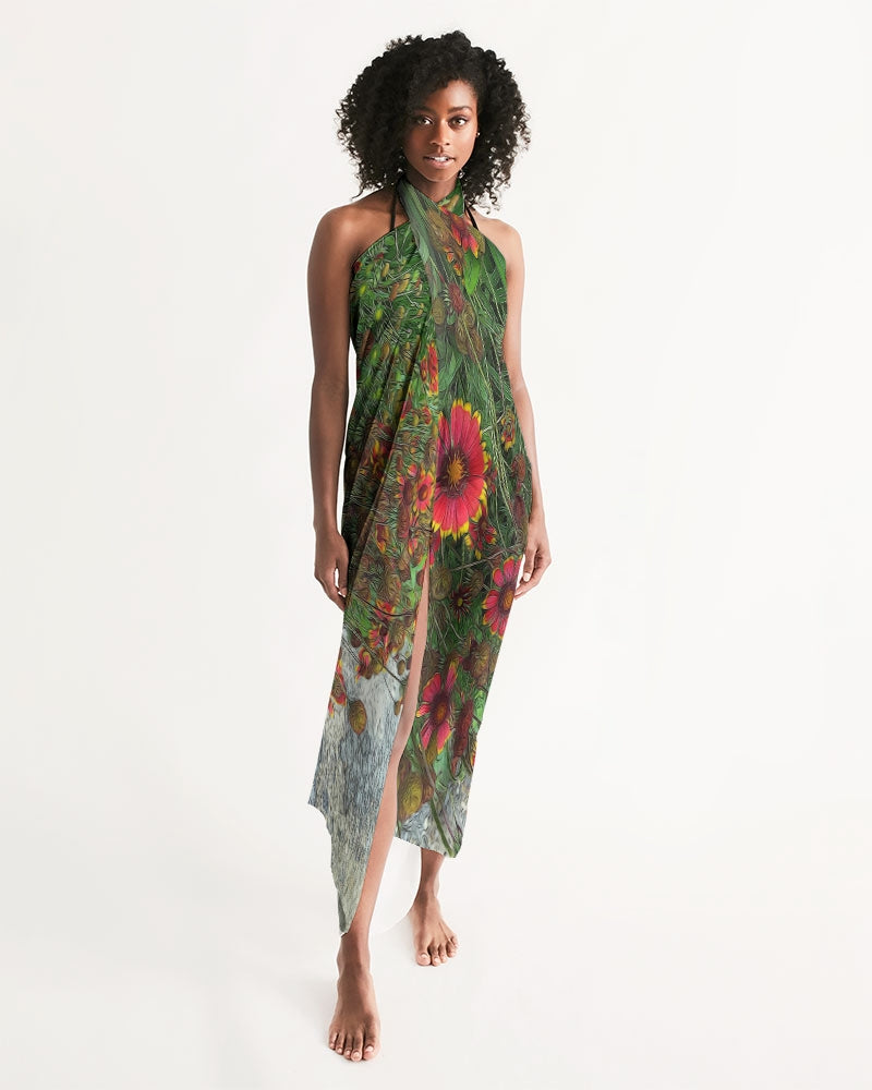 Orange Flower Garden Swim Cover Up