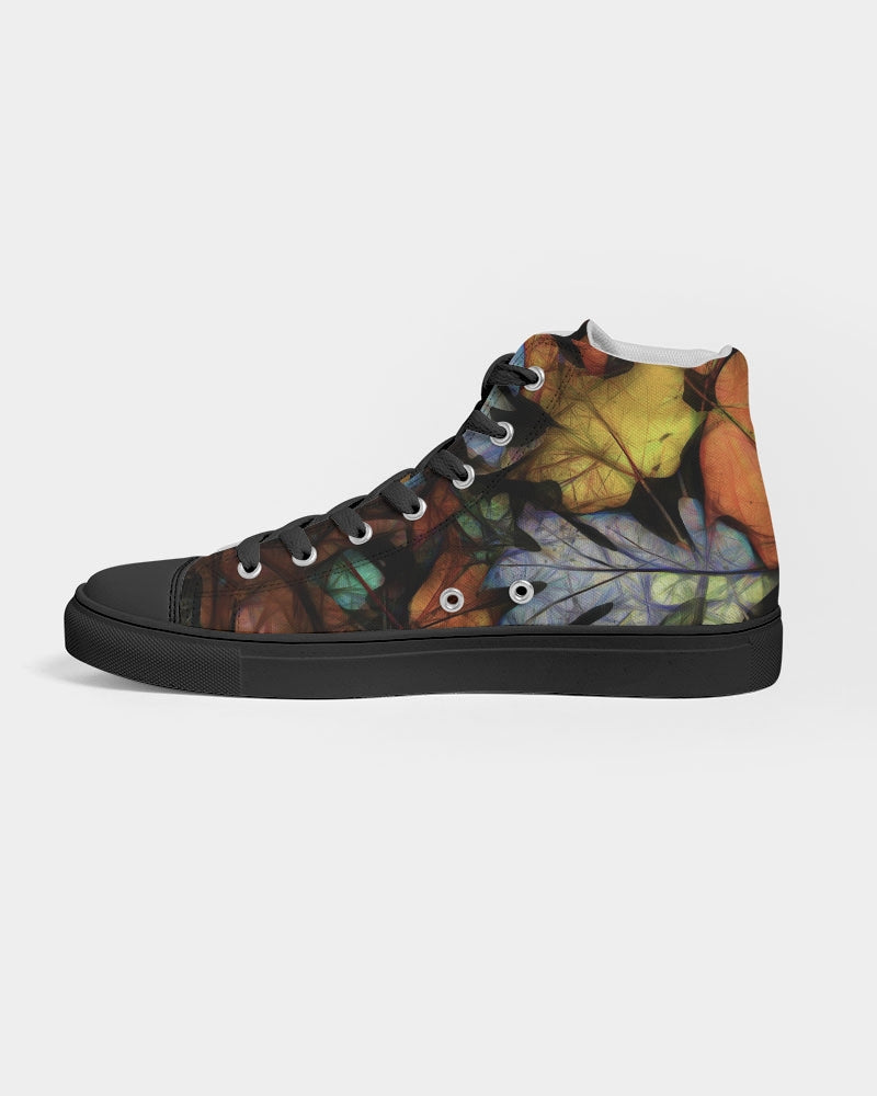 Mid October Leaves Men's Hightop Canvas Shoe - Black
