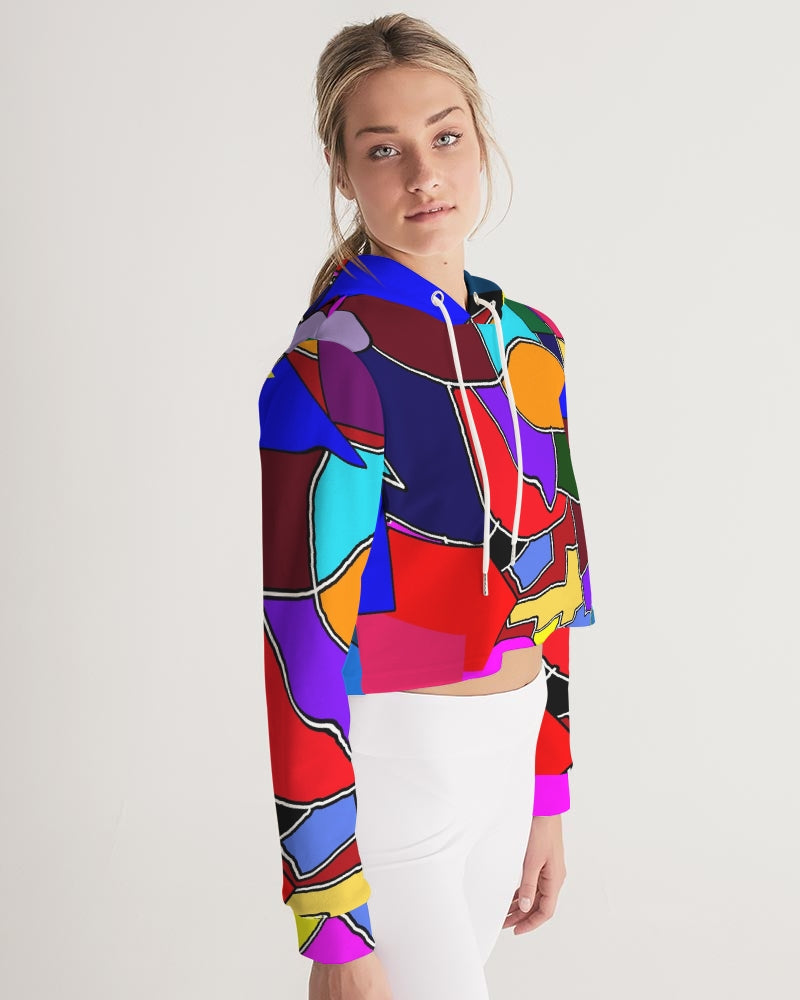 Crazy Color Abstract Women's Cropped Hoodie