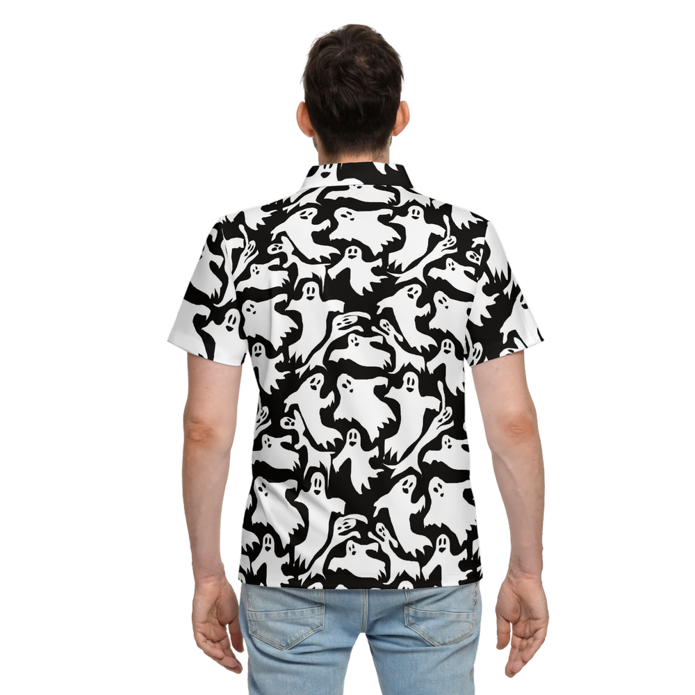 Ghosts Pattern Men’s Classic Fit Short-Sleeve Polo Shirt-Heavyweight 225g
