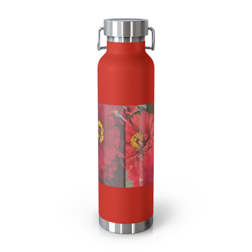 Peach and Pink Zinnias 22oz Vacuum Insulated Bottle