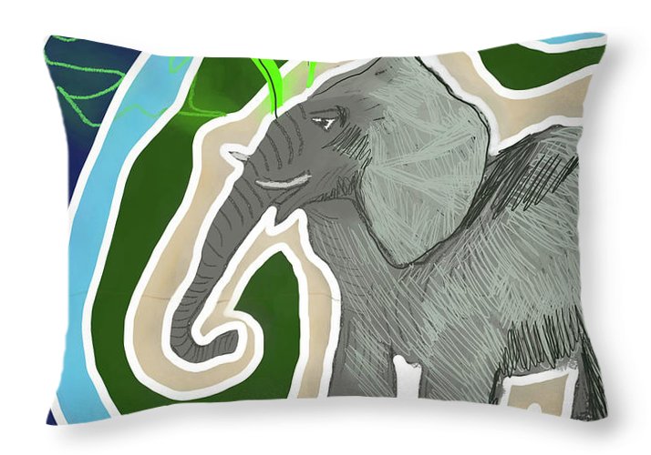 Elephant Sandy Blue - Throw Pillow