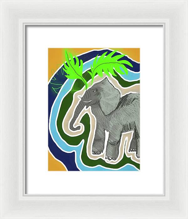 Elephant Sandy Blue - Framed Print