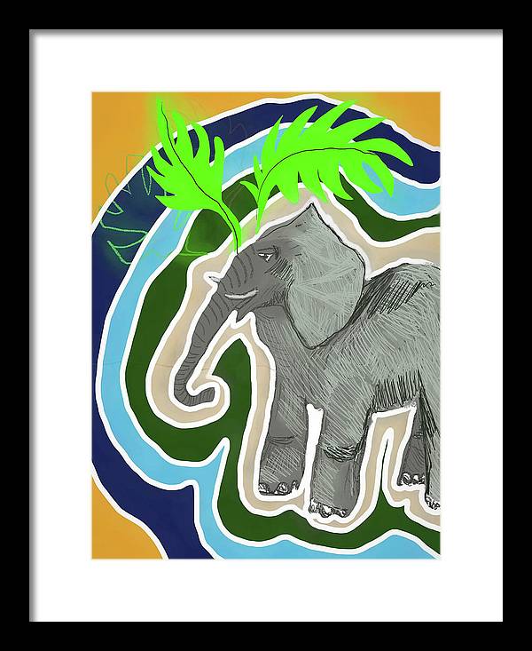 Elephant Sandy Blue - Framed Print