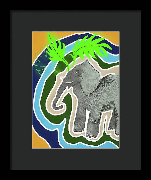 Elephant Sandy Blue - Framed Print