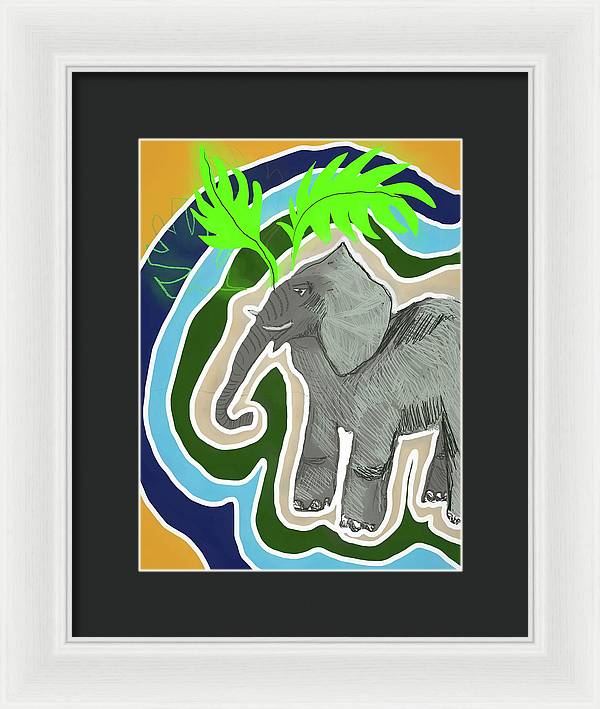 Elephant Sandy Blue - Framed Print