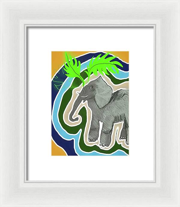 Elephant Sandy Blue - Framed Print