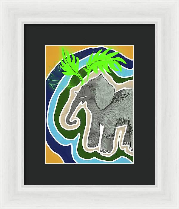 Elephant Sandy Blue - Framed Print