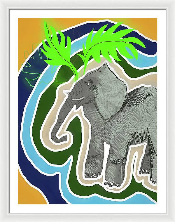 Elephant Sandy Blue - Framed Print