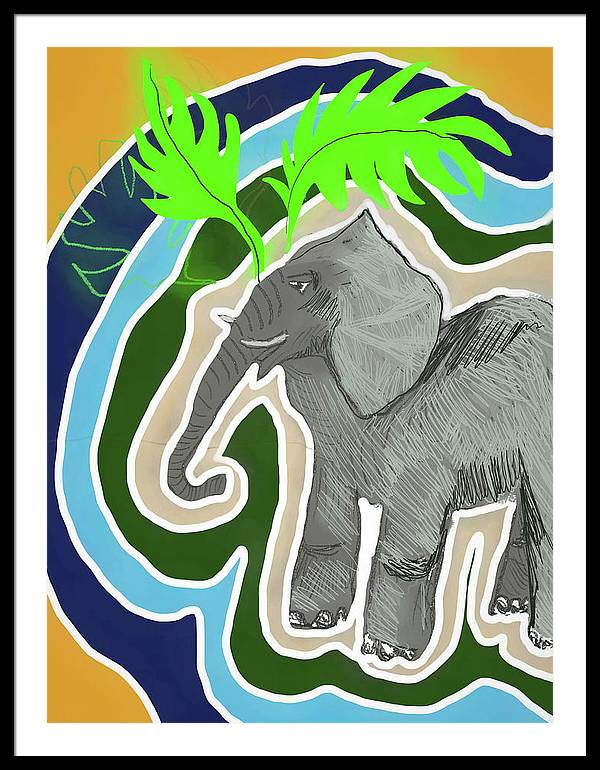 Elephant Sandy Blue - Framed Print