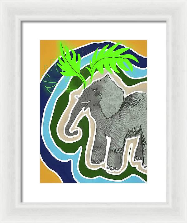 Elephant Sandy Blue - Framed Print