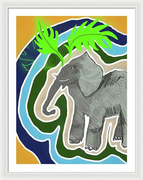 Elephant Sandy Blue - Framed Print