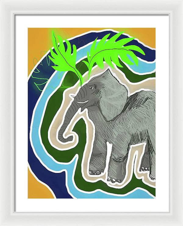 Elephant Sandy Blue - Framed Print
