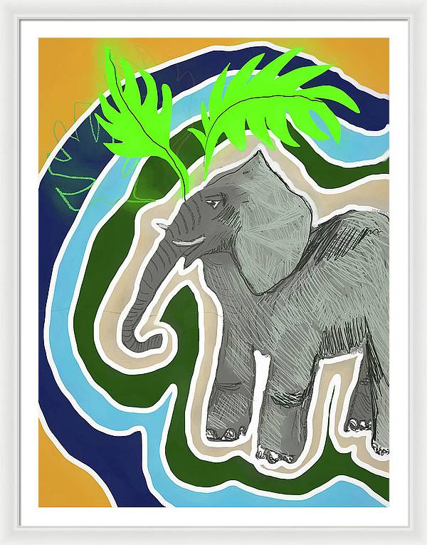 Elephant Sandy Blue - Framed Print