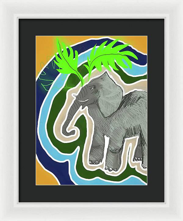 Elephant Sandy Blue - Framed Print