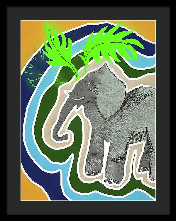 Elephant Sandy Blue - Framed Print