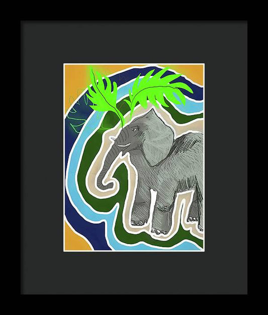 Elephant Sandy Blue - Framed Print