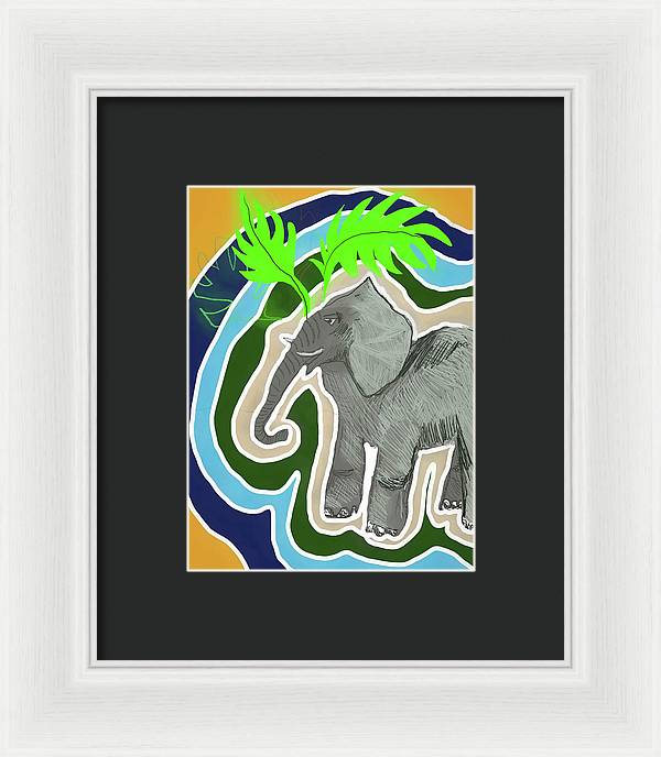 Elephant Sandy Blue - Framed Print