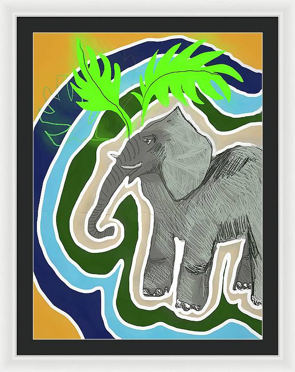 Elephant Sandy Blue - Framed Print
