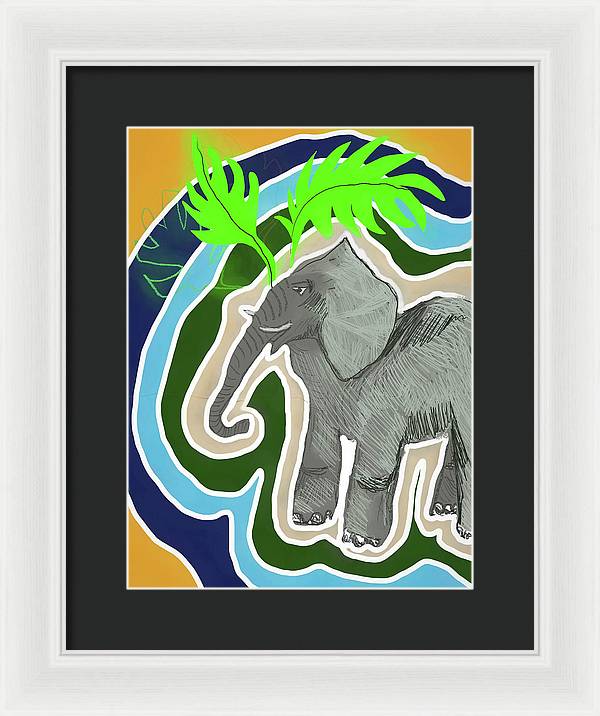 Elephant Sandy Blue - Framed Print