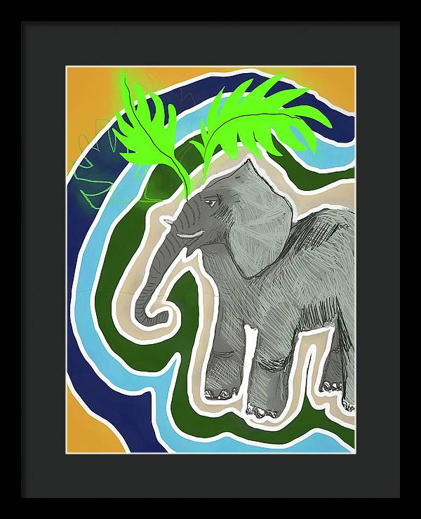 Elephant Sandy Blue - Framed Print