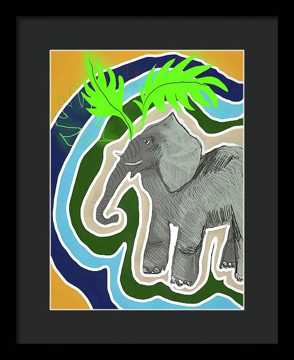 Elephant Sandy Blue - Framed Print