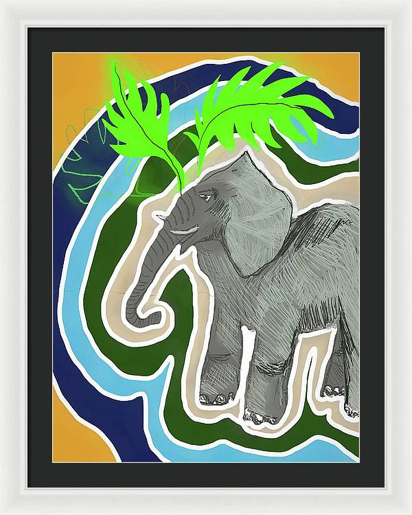 Elephant Sandy Blue - Framed Print