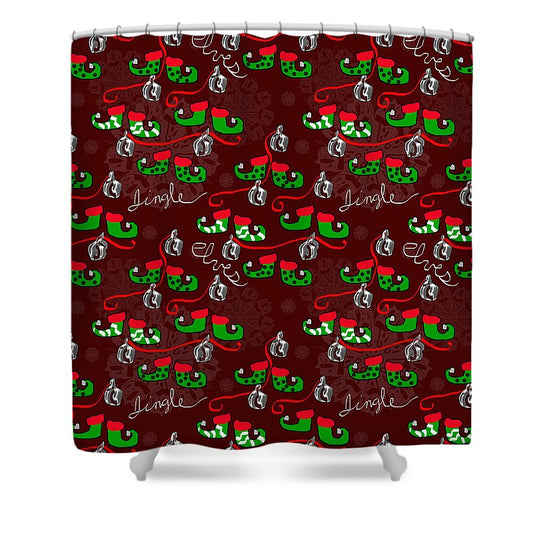 Elves Jingle - Shower Curtain