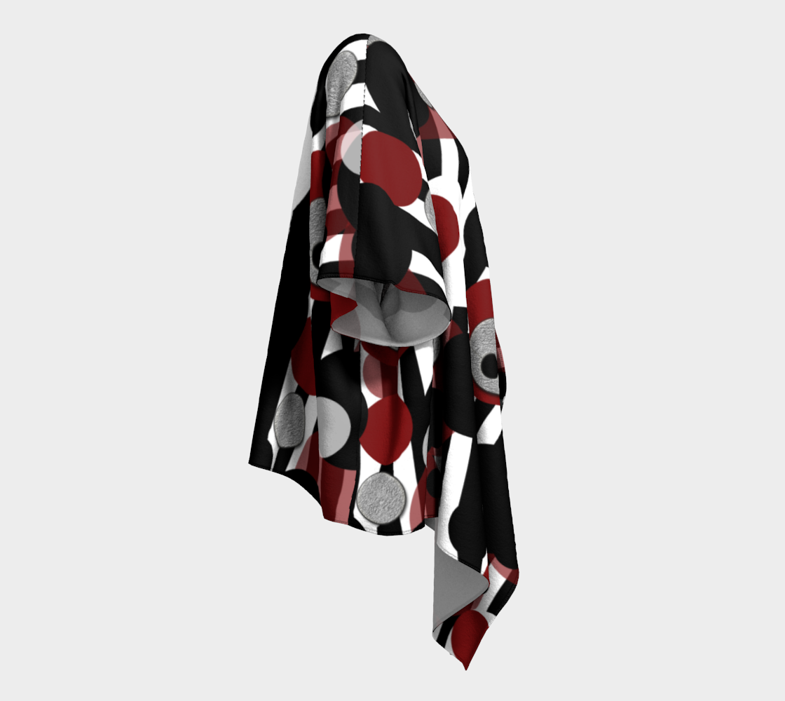Black White Red Stripes Dots Draped Kimono