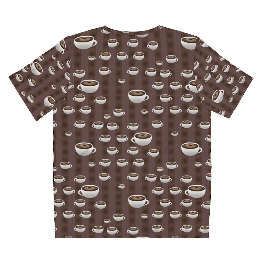 Coffee With Coffee Stripes Unisex AOP Cut & Sew T-Shirt