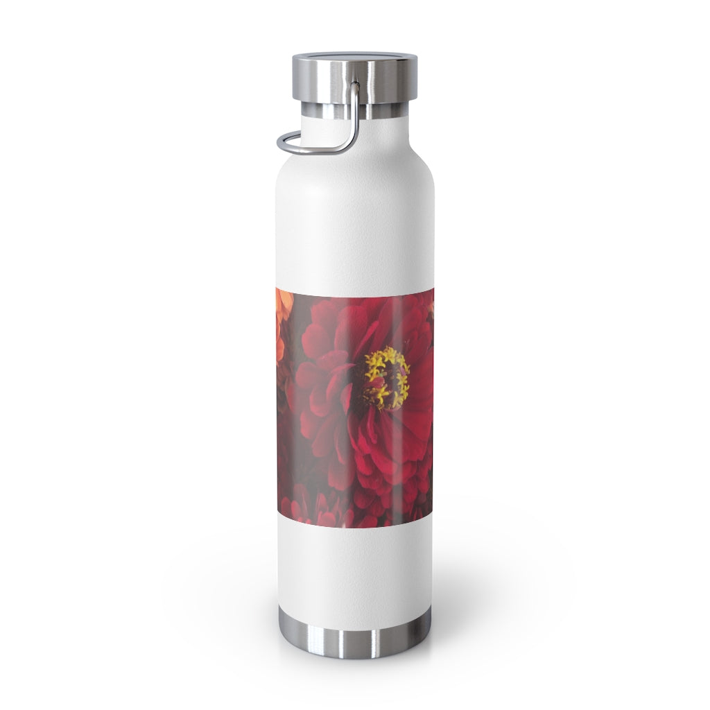 Peach and Pink Zinnias 22oz Vacuum Insulated Bottle