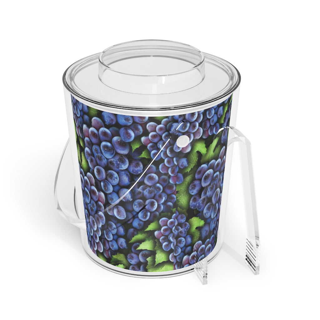 Grapes Pattern Ice Bucket with Tongs