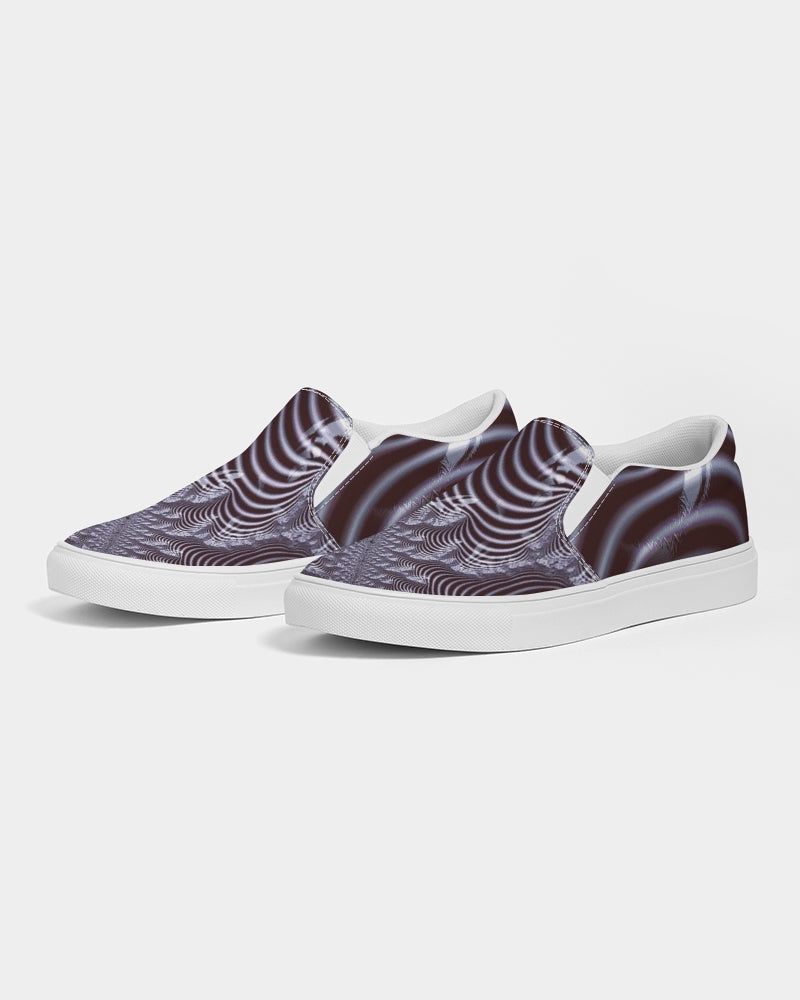 Black and White Spiral Fractal Women's Slip-On Canvas Shoe