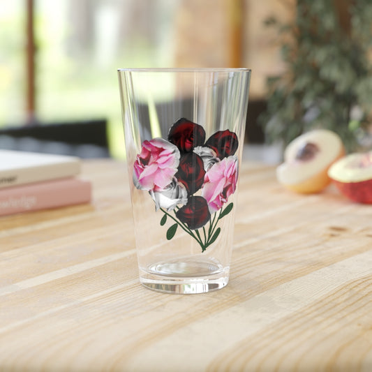 Pink and Red Roses Pint Glass, 16oz