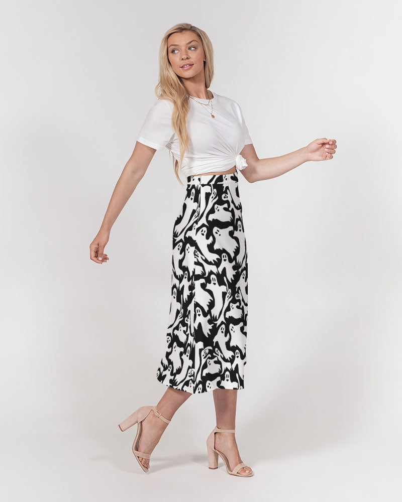 Ghosts Pattern Women's A-Line Midi Skirt