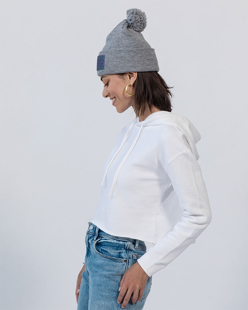 Blue Green Purple Kaleidoscope Pom-Pom Knit Beanie | Sportsman