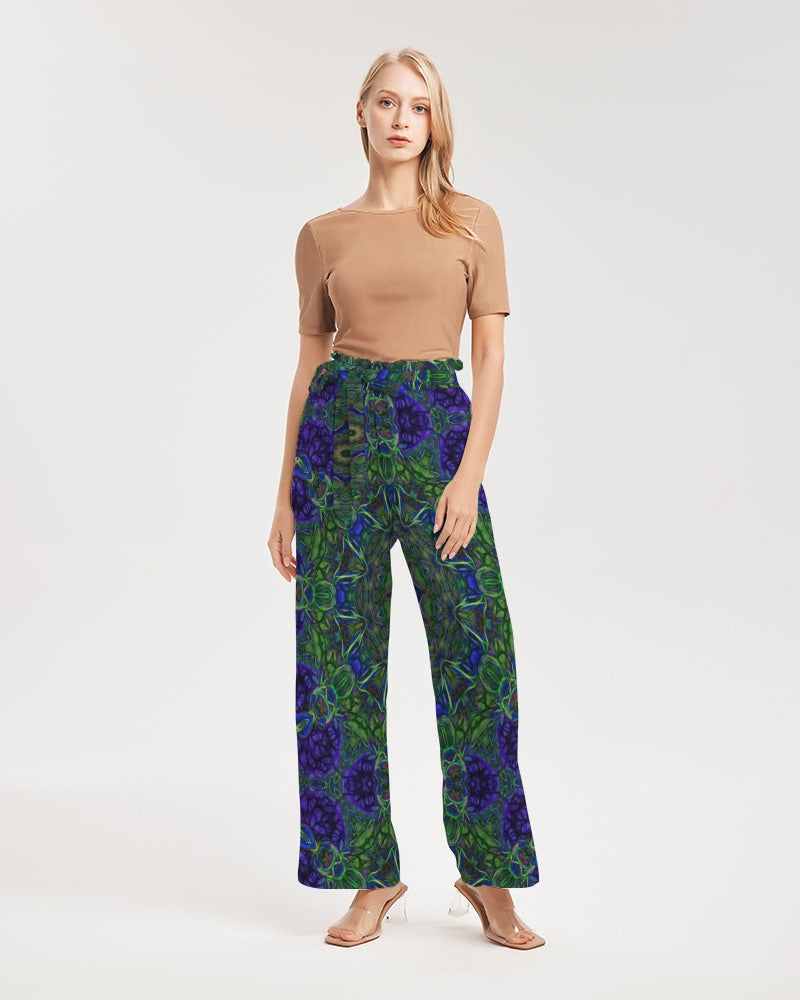 blue Green Ribbon Kaleidoscope Women's High-Rise Wide Leg Pants