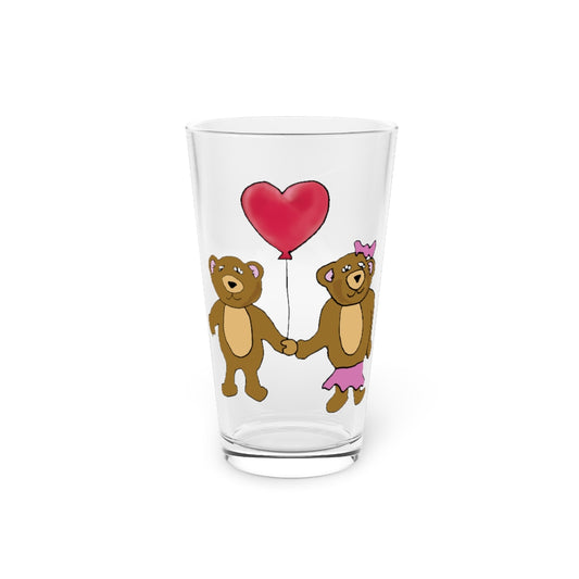 Teddy Bear Valentine Pint Glass, 16oz