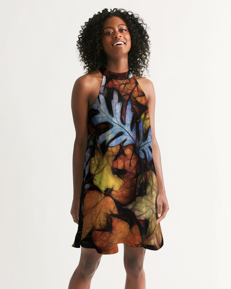 Mid October Leaves Women's Halter Dress