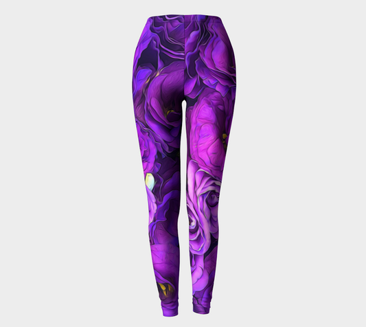 Purple Lisianthus Flowers Leggings