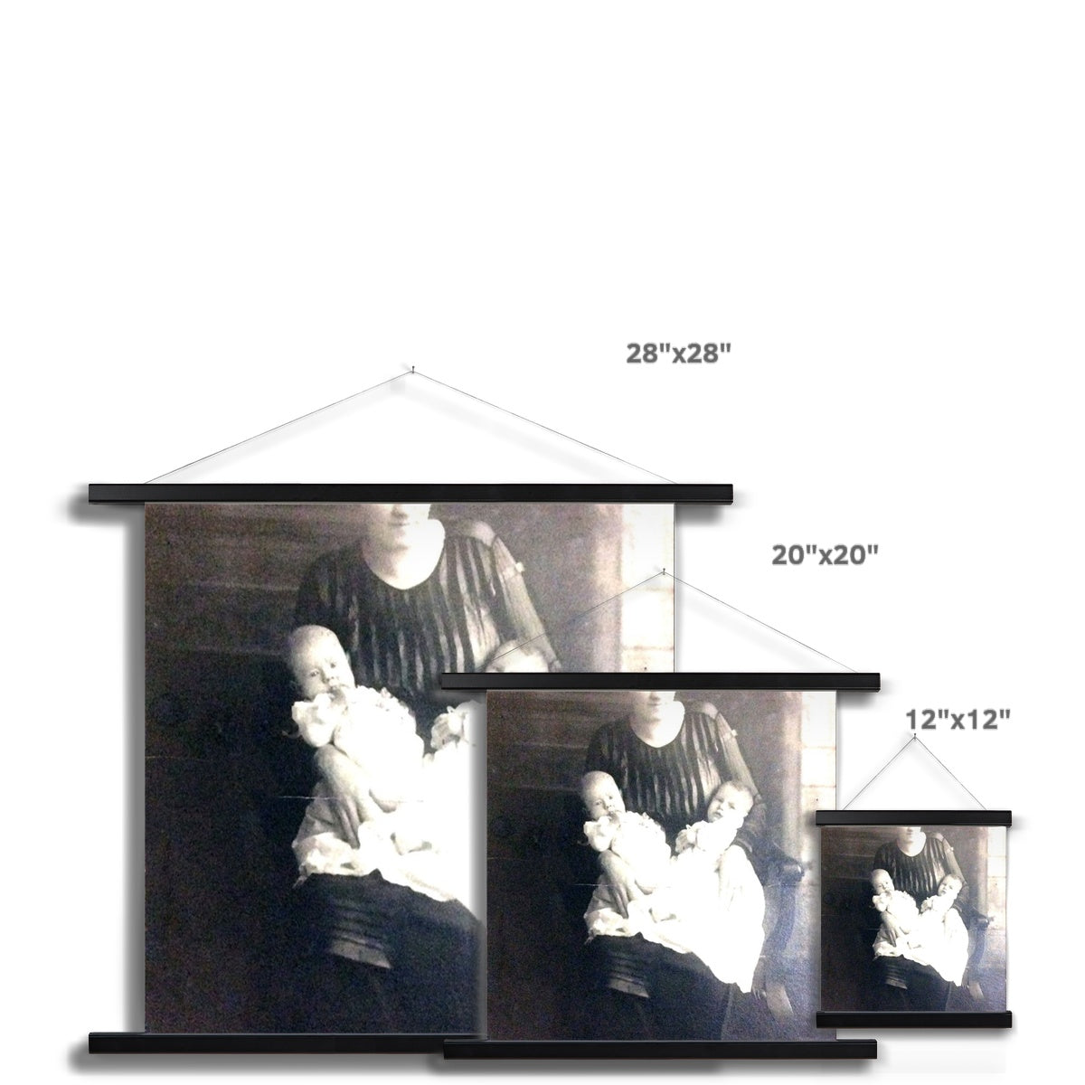 Early 1900s Mother and Twins Fine Art Print with Hanger
