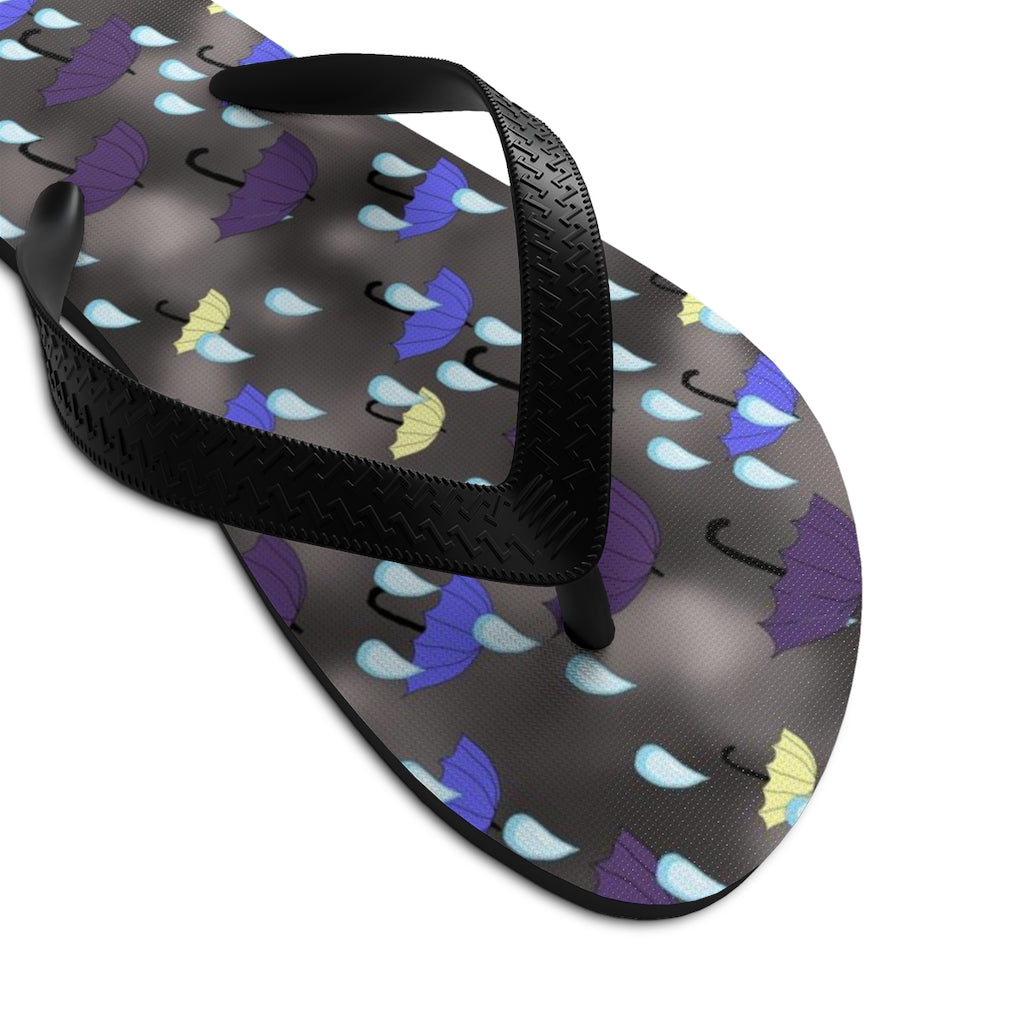 Rain and Umbrellas Pattern Unisex Flip-Flops