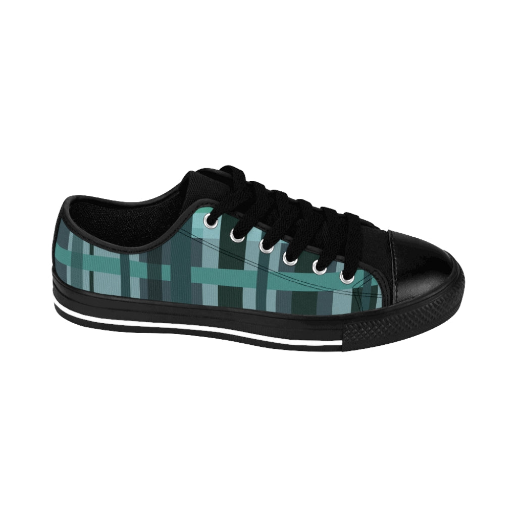 Blue Green Plaid Women's Sneakers