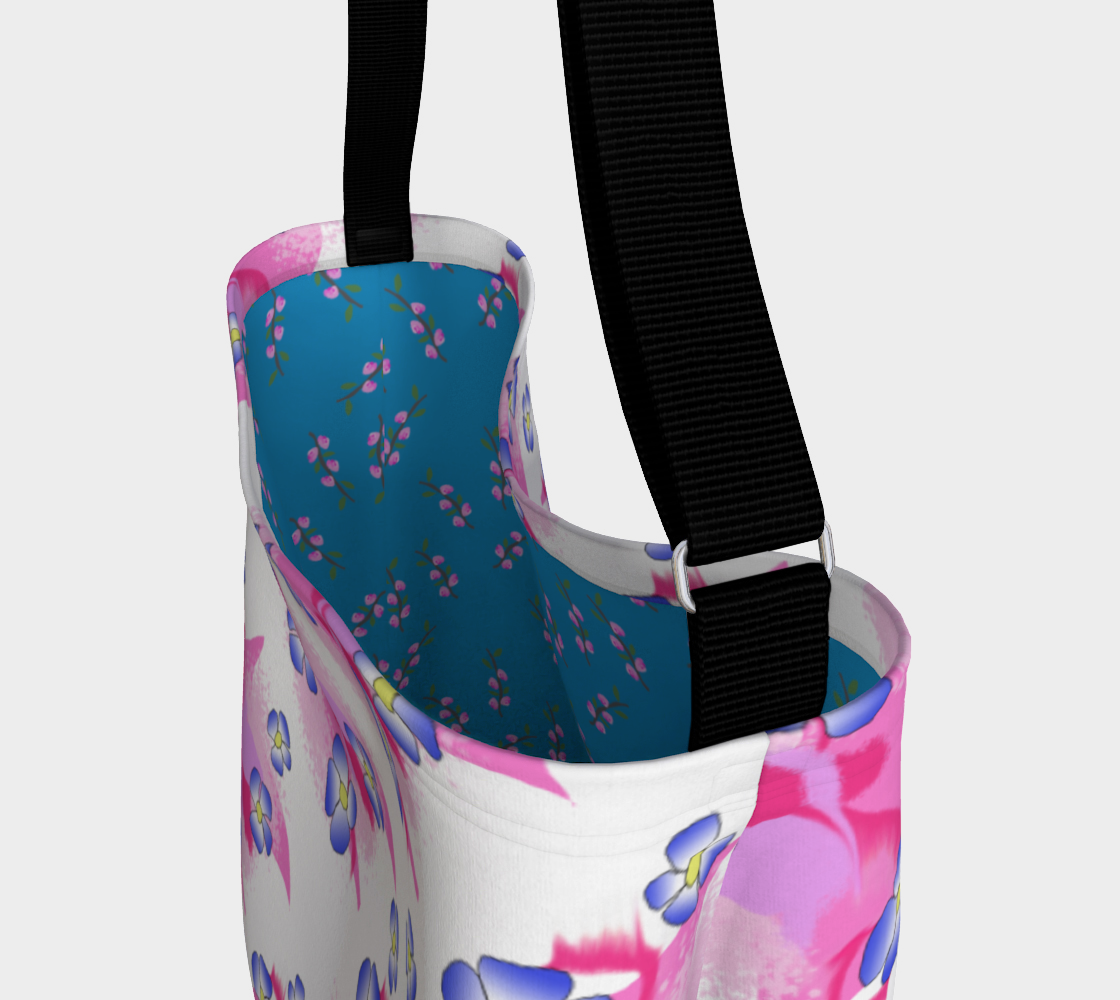 Blue Flowers on Pink day Tote