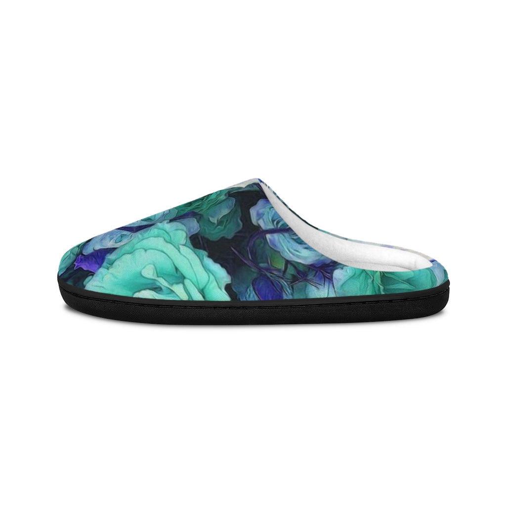Aqua Flower Kaleidoscope Indoor Slippers
