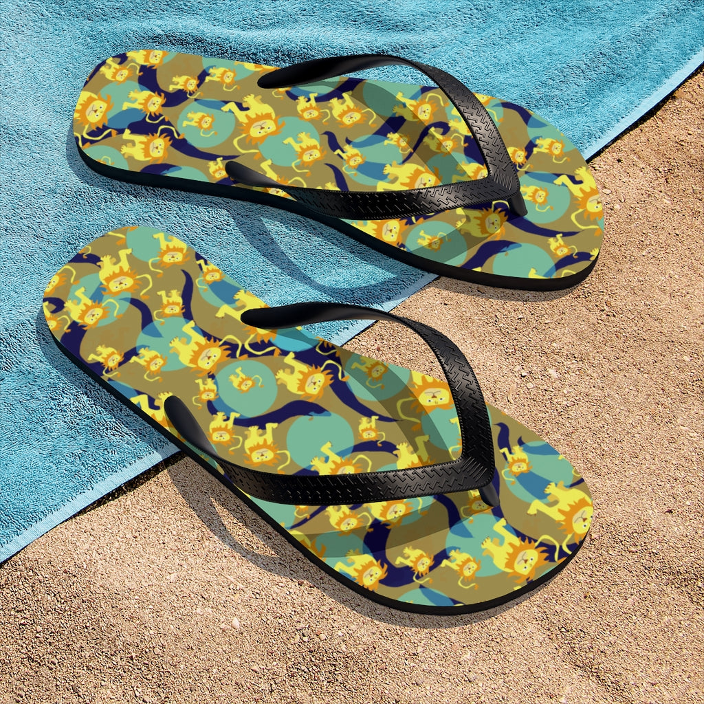 Lion Pattern Unisex Flip-Flops