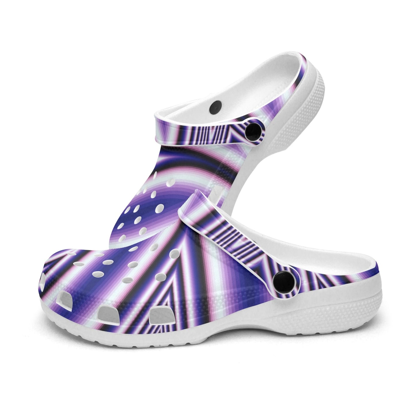 Blue Fractal Flower Kaleidoscope 413. All Over Printed Clogs